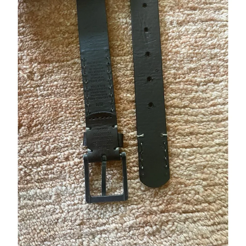 Men’s Brown Genuine Leather Belt M 31x1.5” Contrast Stitch Metal Buckle